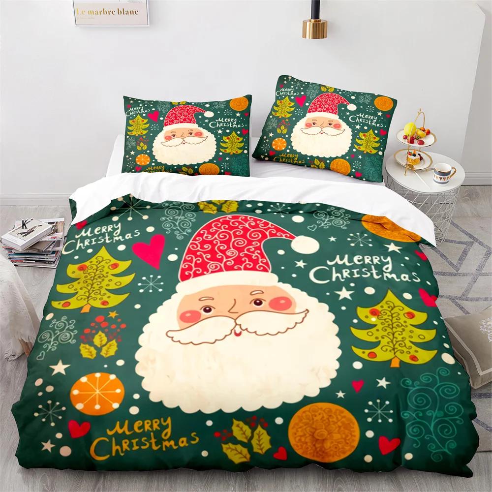 Merry Christmas Duvet Cover Red Santa Claus Theme For Kids Teens Children Women Boys Girls Happy New Year Decoration Quilt Cover