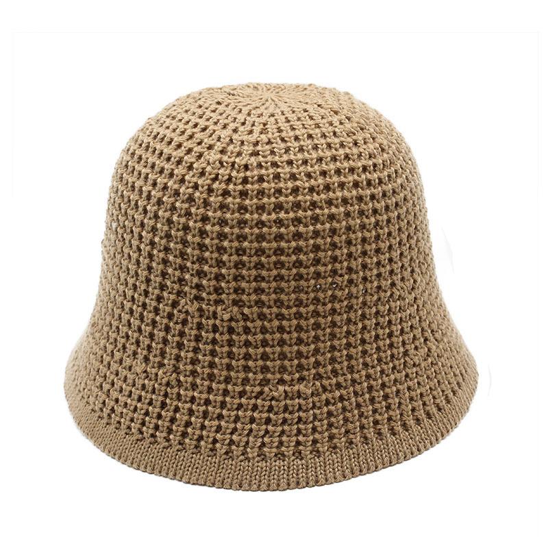 Female Summer Beach Sunshade Sunscreen Hat Knitted Sun Hat Hollow Versatile Face Small Bucket Hat