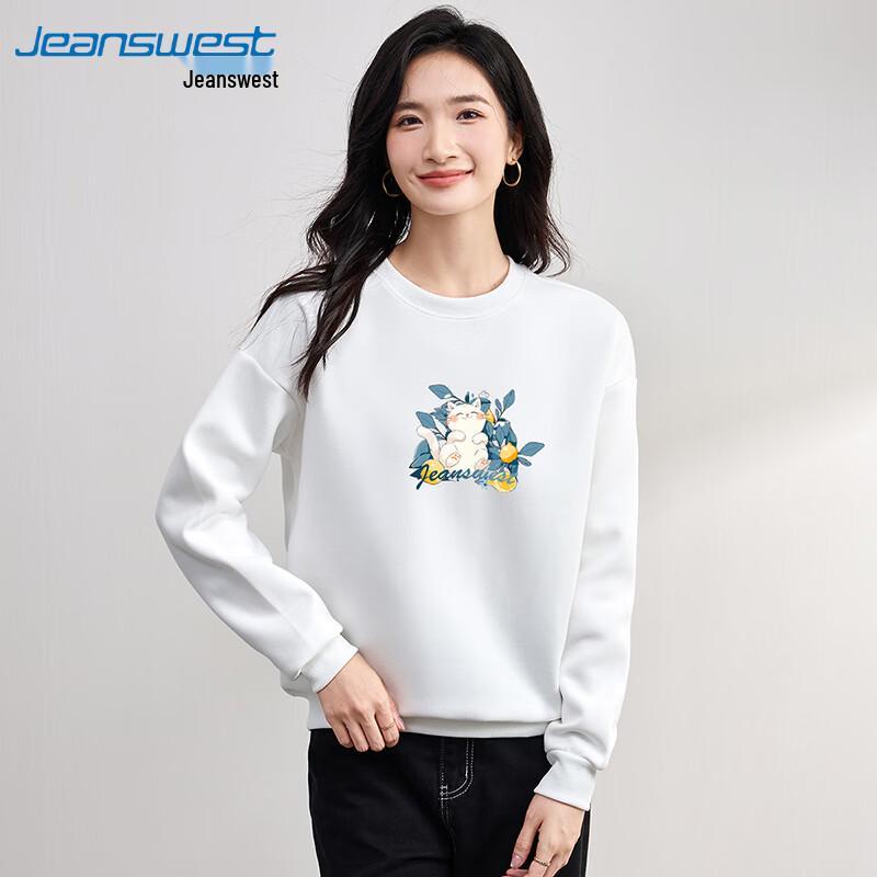 Zhenweis Women's Casual Cute Cat Print Pullover Sweatshirt