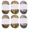 6 Pieces Crochet Yarn Metallic T-Shirt Yarn Fabric Cloth Knitting Yarn Polyester Yarn for Bag Cushion Knitting