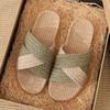 Eco-Friendly Linen Straw Slippers - Sweat-Absorbing, Silent, Odor-Resistant, Retro Indoor Wear for Men & Women, All-Season Comfort.
