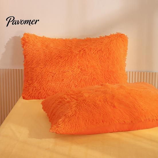Bed Pillow Case Shaggy Faux Fur Pillowcase, Fluffy Plush Cover, Fuzzy Skin Friendly Sham Solid Color for Autumn Winter Covers