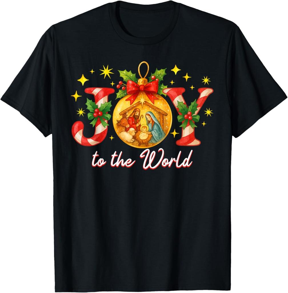 Joy to The World Christmas Christian Nativity T-Shirt