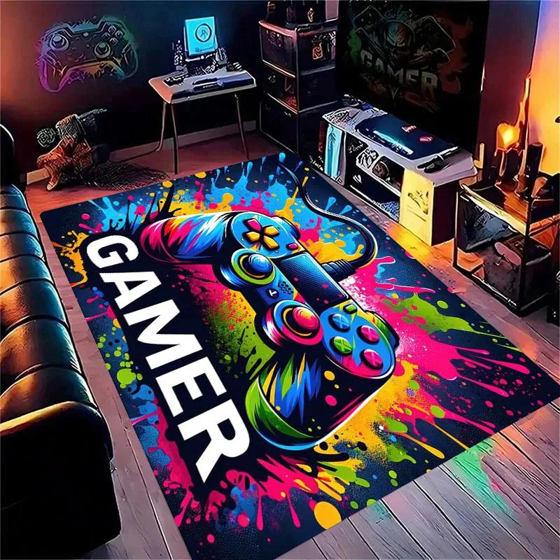 Gaming for Boys Room Gamer Casual Carpet with Controller Design Rug for Game Room Bedroom Decor Machine Washab Mat