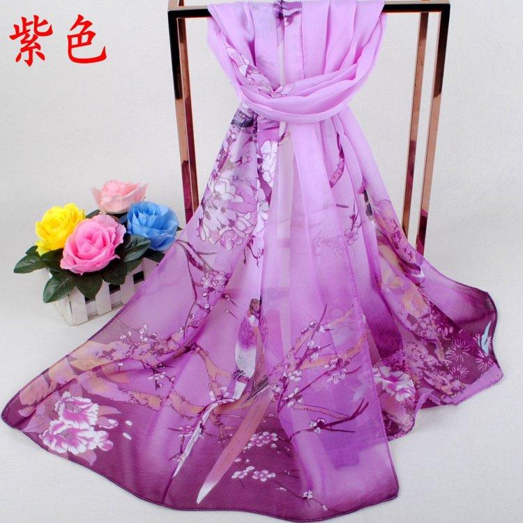 Glücksbringer Vogel Damen Chiffon Langer Seidenschal, Kleiner Garnschal, Kleines Geschenk.