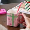 Cute Santa Claus Ceramic Mug With Handle Lid Straw Home Oat Milk Coffee Breakfast Cup Couples Christmas Gift 450ML