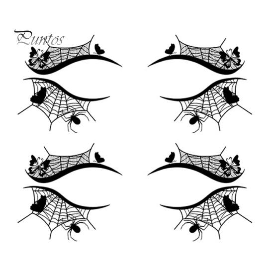 Cosmetic Transfers for Adults 2 Pairs Halloween Eye Tattoo Stickers, Waterproof Temporary Face Decals with Ghostly Decorations Pumpkin Bat Spider Web,