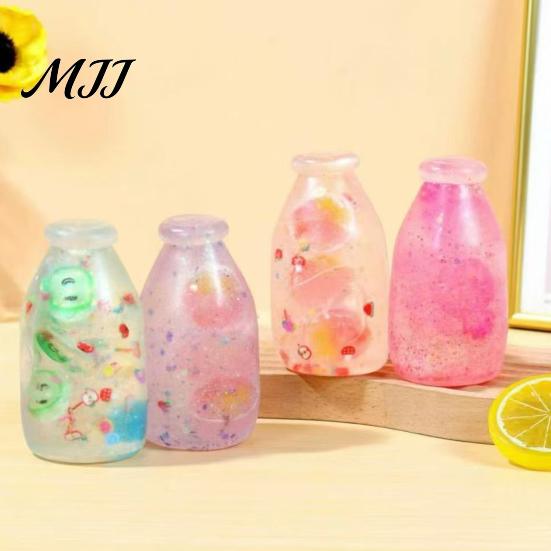 Odorless Stress Ball Milk Bottle Squeeze Ball, Slow Rising Glitter Liquid Fidget Toy for Soft Tactile Adults Kids, Cute Decompression Anxiety Relief,