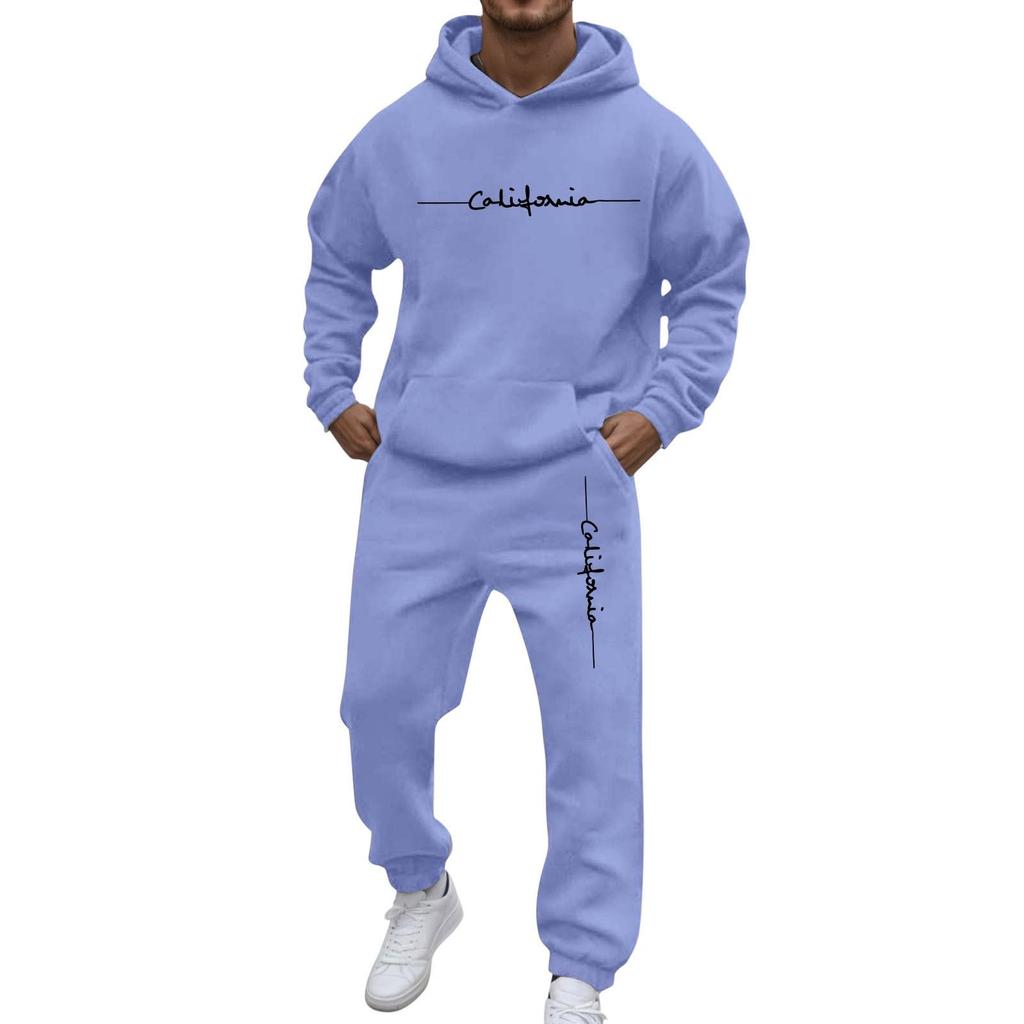 Herren Casual und personalisiert bedrucktes Langarm-Kapuzensweatshirt, Herren Sport-Sweatshirt und Sweatpants zweiteiliges Set