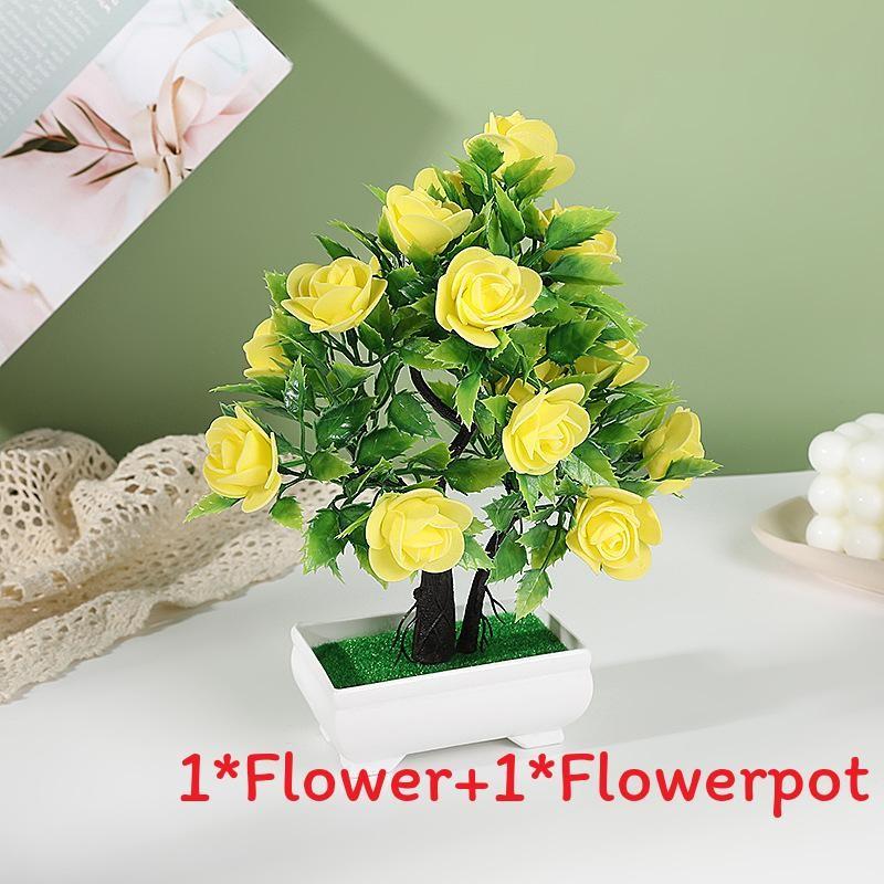 Artificial Potted Rose Plant With Durable Plastic Foam For Home Decor And Gifts