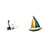Modern Creative Giraffe Ceramic Statue And Iron Sailboat Sculpture Tabletop Centerpiece Ornament for