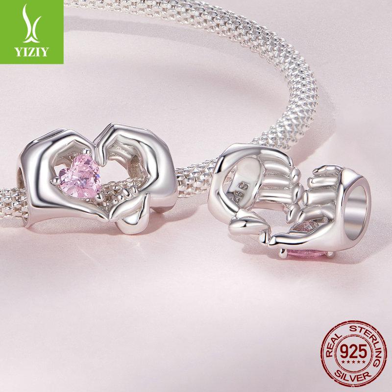 Pink Love Mother'S Day Series Bracelet Beads, Great Mother'S Love S925 Silver Beads Loose Beads