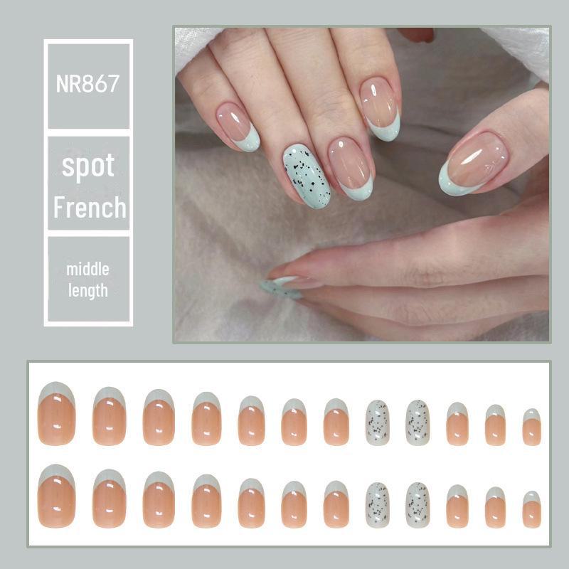 Medium & Long Rectangular T-Shaped Wearable French Cartoon Nail Art Patches - One Size Fake Nails