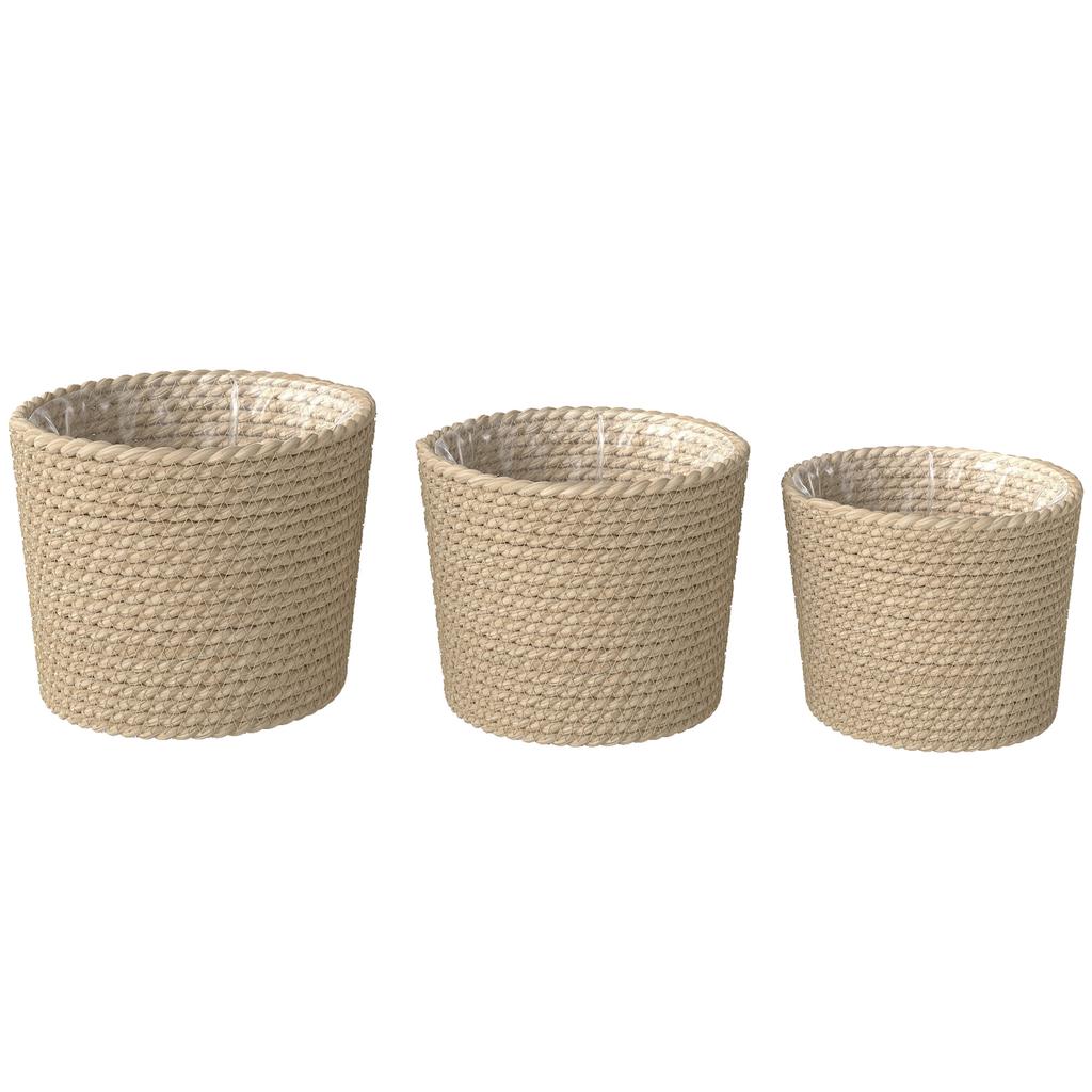 Seagrass Planters Set of 3 Plant Pots for Indoor Outdoor Patio Balcony Natural