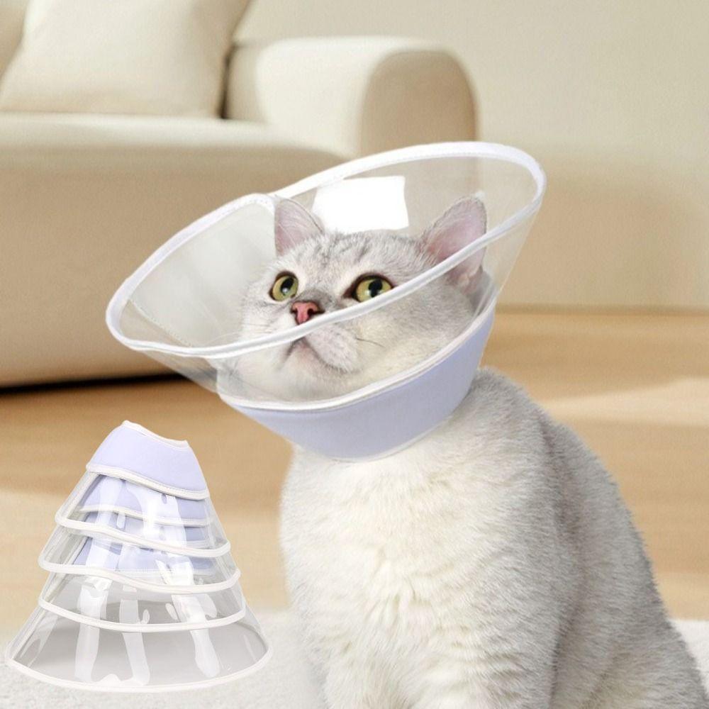 Comfortable Cat Recovery Cone Collar Soft Cat Elizabethan Ring Reusable Pet Protective Collar  Dogs