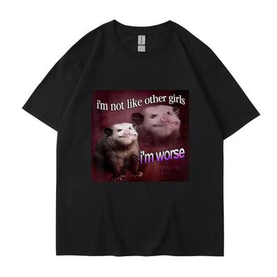 Zabawna Opos Sum Krótki Rękaw Męska Koszulka Jestem Inna Niż Te Inne Dziewczyny Jestem Gorsza Nadruk Koszulka Oversize Bawełna Streetwear