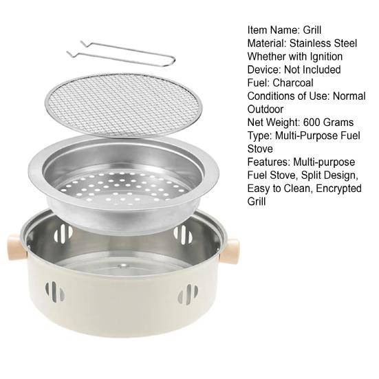 BBQ Charcoal Grill Stove with Grill And Net Easy-to-Clean Grilling Detachable Tea Making Combo