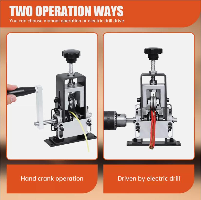 Small Electric Wire Stripper, a Tool for Stripping Used Copper Wires Manual Wire Stripping Machine Drill Powered Hand Crank