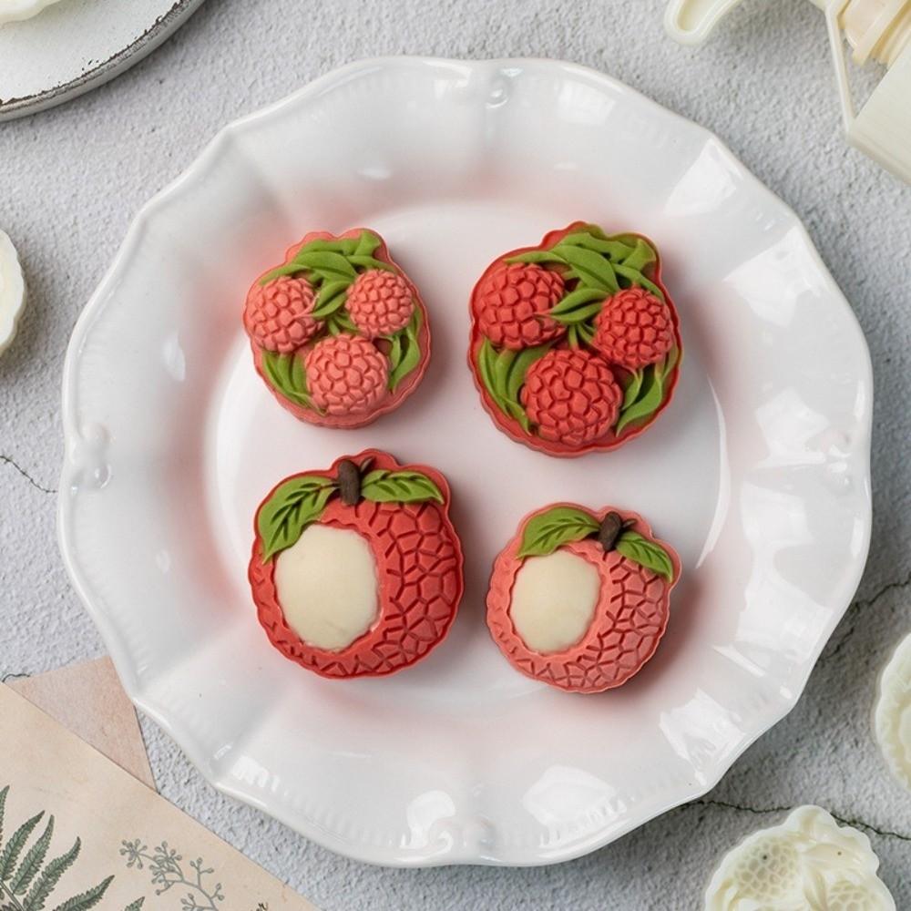 Plastic Litchi Shaped Mooncake Mold Non-Stick Cookie Stamp Durable Dessert Mold Ice Skin