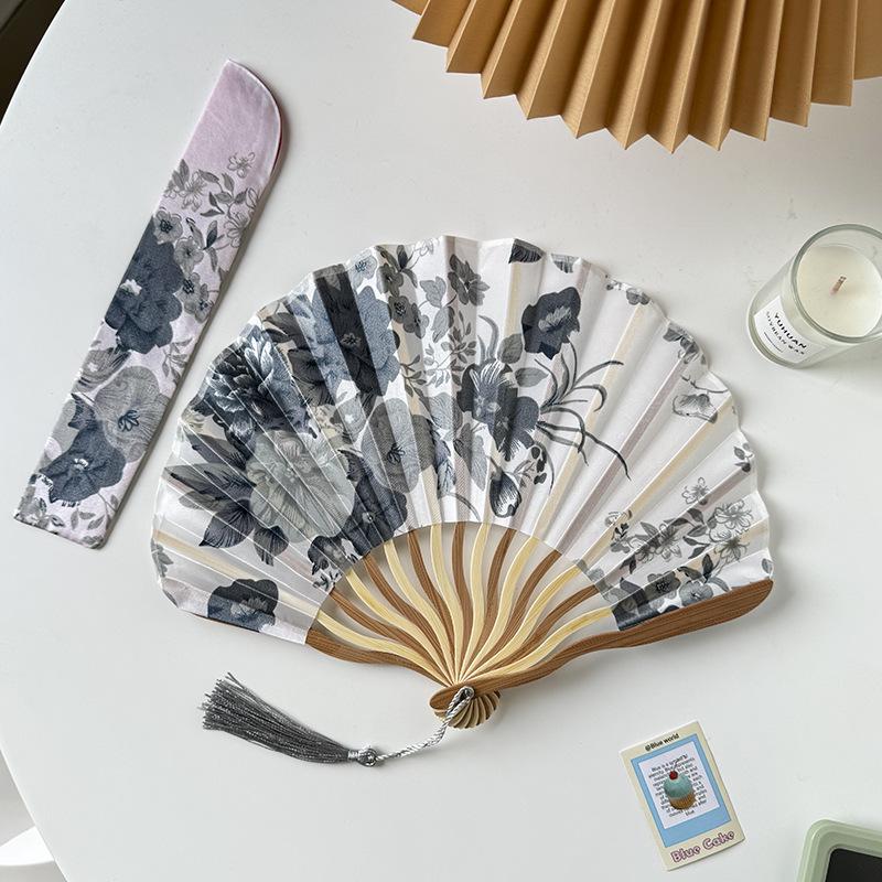 Chinese Silk Dragon Bone Bamboo Folding Fan - 7" Women's Gift Display Dance Fan