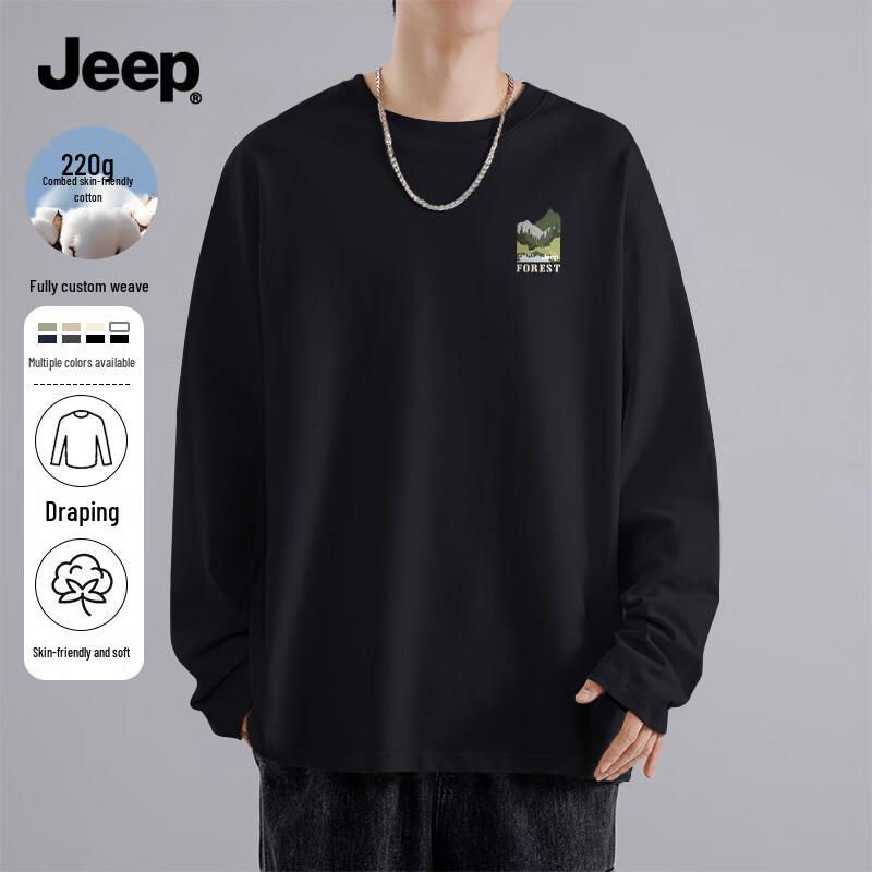 JEEP Men s Autumn Casual Long Sleeve Cotton T-Shirt M