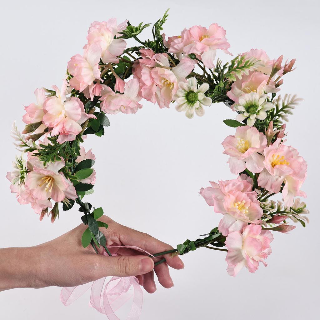 Corona de Flores Estilo Mori Diadema Nupcial - Perfecta para Viajes, Fotos, Actuaciones y Accesorios para el Cabello