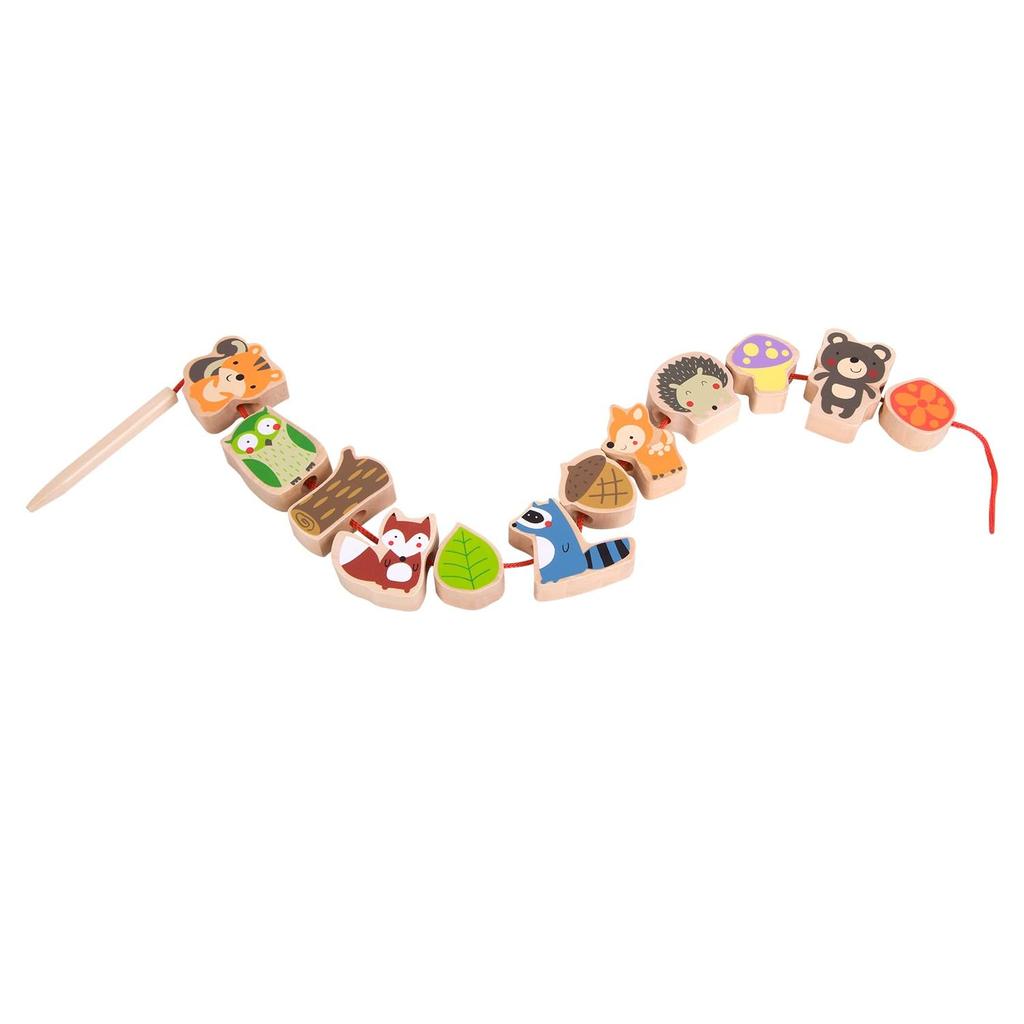 Classic World Educational Toy: Stringing Beads, Wooden Animal Toy, Building Blocks, Natural Wood, for Girls and Boys, Ages 1-2, Baby Shower Gift,
