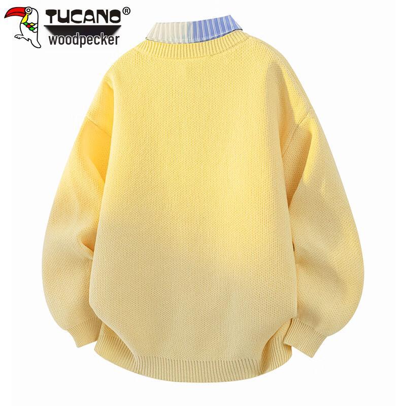 TUCANO Men's Faux Two-Piece Knit Shirt Collar Sweater