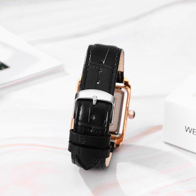 Used Watch Men's Leather Belt Calendar Antique: Square Roman Analog Display 3ATM Waterproof Stylish Quartz Watch Black Business Casual Men's Fashion