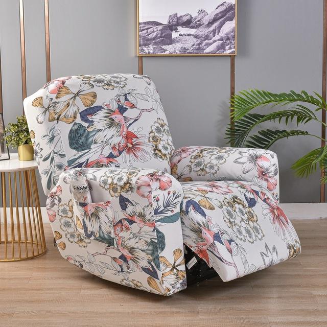 Printed Elastic Recliner Sofa Cover Soft Stretch Single Sofa Covers For Living Room Pets Kid Split Functional Lounger Chair Case