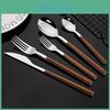 Handle Wood Western Dinnerware Set Stainless Steel 10203040pcs Steak Table Knife Fork Spoon Dessert Fork Flatware Cutlery Set