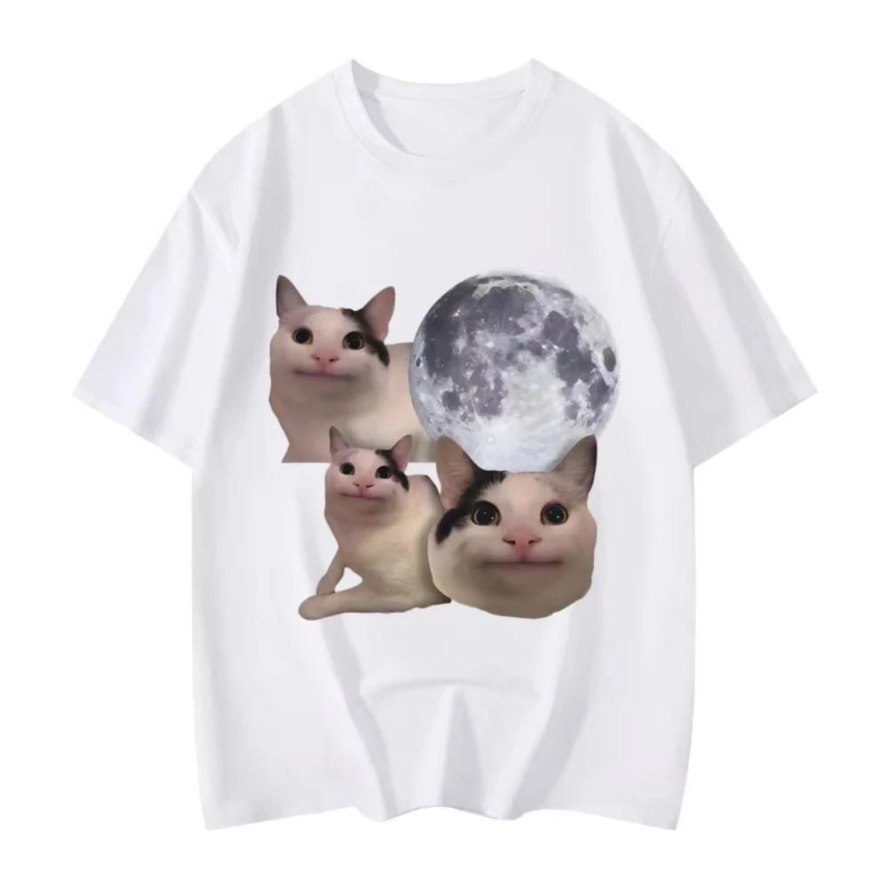 High Quality Fashion Short Sleeve Tshirts Funny Beluga Cat Meme Graphic T Shirts Unisex Women Casual Oversized Tshirts Streetwear