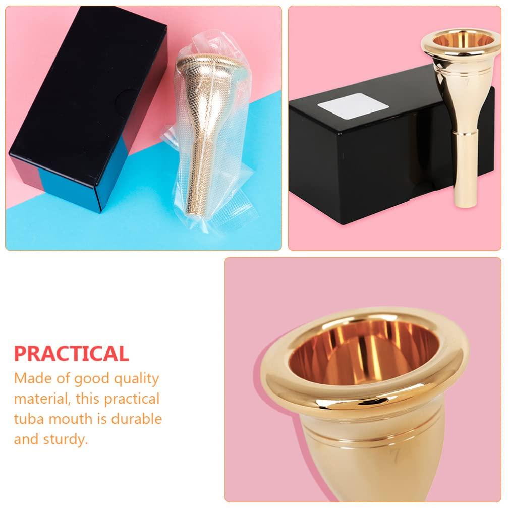 Replacement Tuba Mouthpiece with Storage Box, 13.3mm, for Tuba Practice, Beginner Tuba Players, Golden, 9.9 x 4.7 x 4.7cm