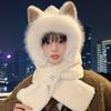 Sombrero de Peluche con Orejas de Conejo y Bufanda Para Mujer Estilo Invierno Lindo Grueso Cálido Protector de Orejas Sombrero Lei Feng