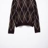 Women's European & American Style Retro Long Sleeve Diamond Pattern Knitted Sweater