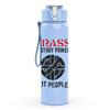 1PC Crass Black White Bold Text Print 750ml Colorful Plastic Sports Water Bottle Leakproof Pop Up Lid with Straw for Outdoor Work Home Use