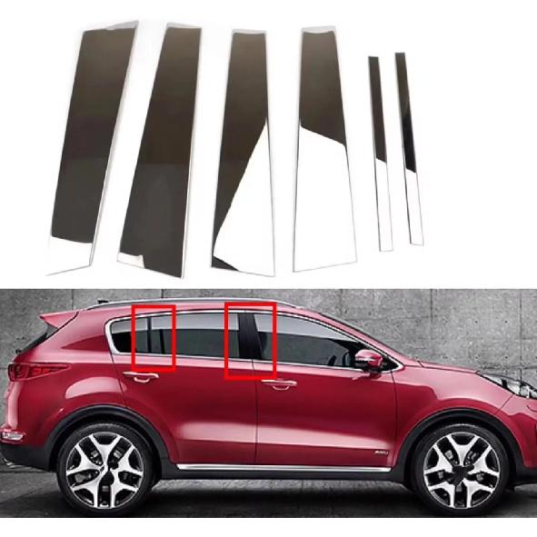 6pcs Set Silvery Chrome Pillar Posts Fits for Kia Sportage 2011-2016 2015 2014 Car Plated Sticker Window Door Side Trim Decal a