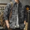 Spring and Autumn New Men's Long-sleeved Plaid Denim Loose Casual Shirt Jacket