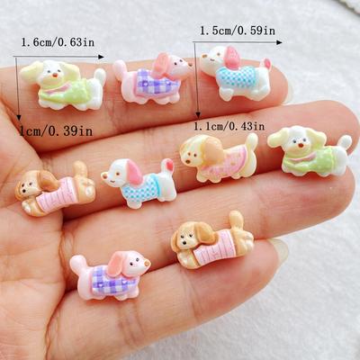 20 Stück Niedliche Mini-Cartoon-Hunde-Nagelkunst Harz Designer-Anhänger DIY-Bastelartikel für Nägel 3D-Dekorationen Schmuck