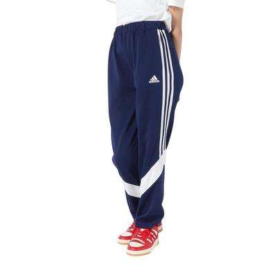Adidas Jersey Regular Color Block Double Length Track Dark Kids' Must-Have Bottoms, Fit, Knit, 9/10 Pants, KWY24, Blue/White (JH1097)
