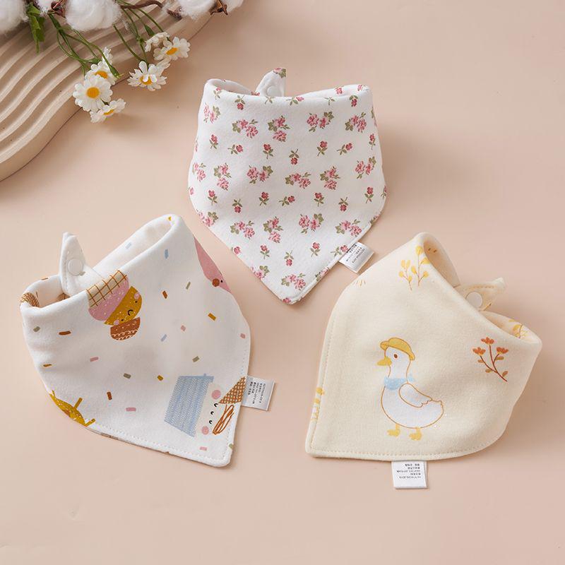 Newborn Pure Cotton Snap Bib - Double Layer Triangle Scarf for Babies