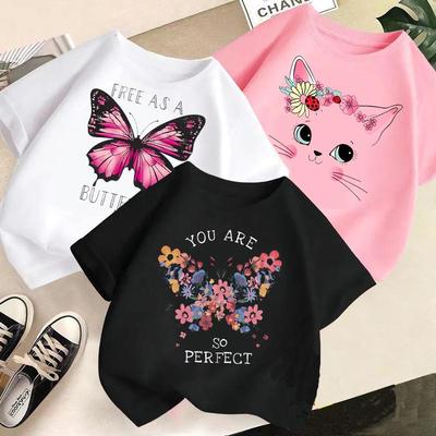 Trendiges Mädchen Sommer T-Shirt mit lockeren kurzen Ärmeln - Neues modisches Kinder-Oberteil