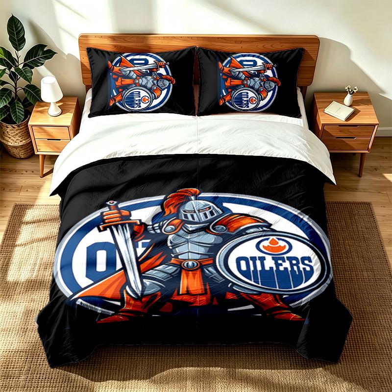 Edmonton Oilers (1) 3pc Set Suitable for Master Bedrooms Soft and Comfortable an Ideal Gift for Family and Friends Includes One Duvet Cover and Two Pi