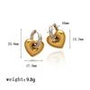 Creative French Heart Set: Stainless Steel Earrings & Pendant for Women - Gold & Silver. Fashionable, Color-Blocked, Unique Ear Jewelry.