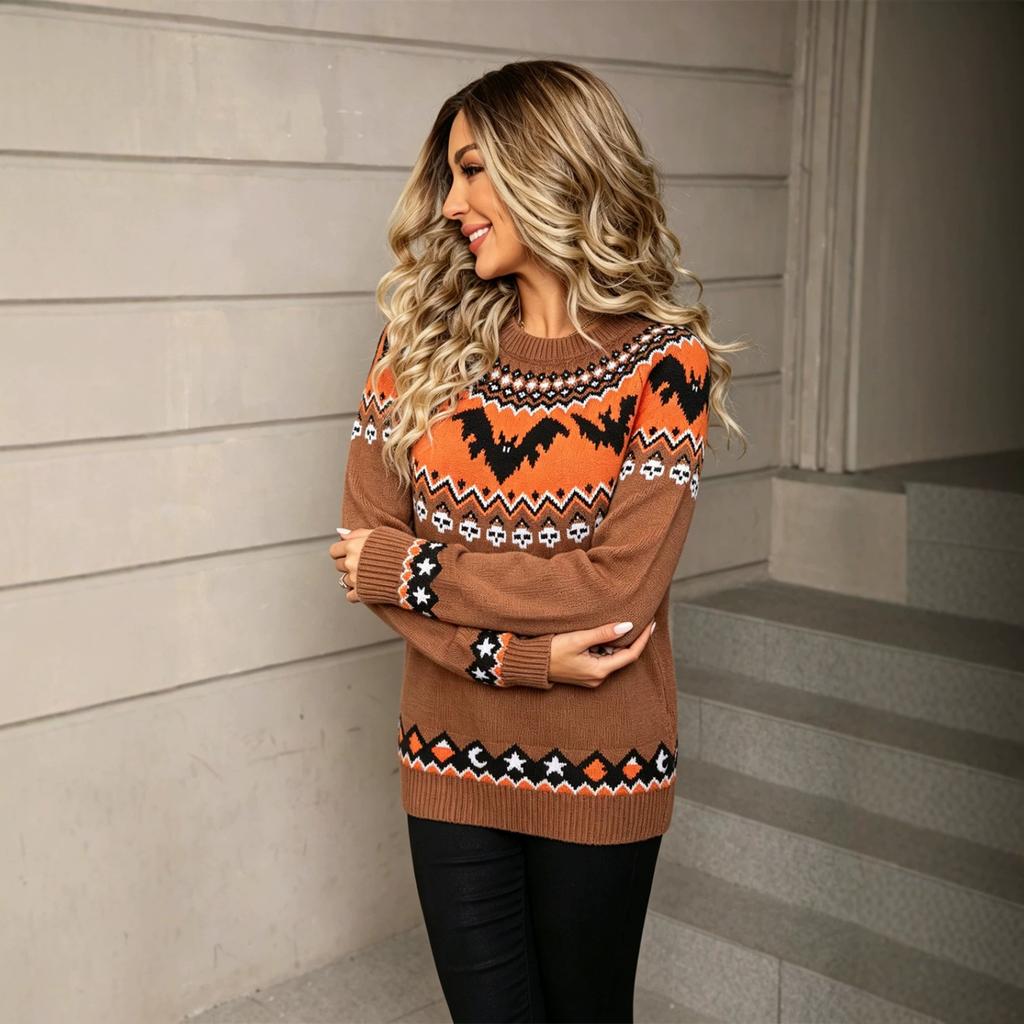 Women's Halloween Neck Pullover Sweater