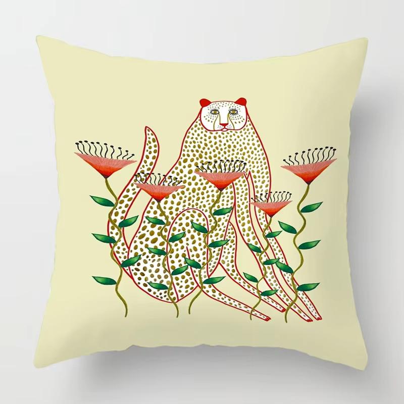 Geometric Animal Print Pillow Cover - Printed Machine Washable Cushion Case For Modern Home & Sofa Decor