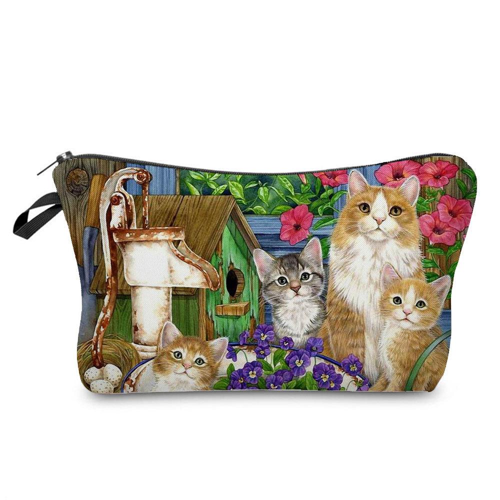 Women Cat Print Cosmetic Bag Toiletries Organize Travel Storage Case  6429