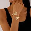 Gold Color Floral Open Cuff Armlet Enamel Glaze Craft Open Arm Ring Spiral Arm Bracelet  Jewelry