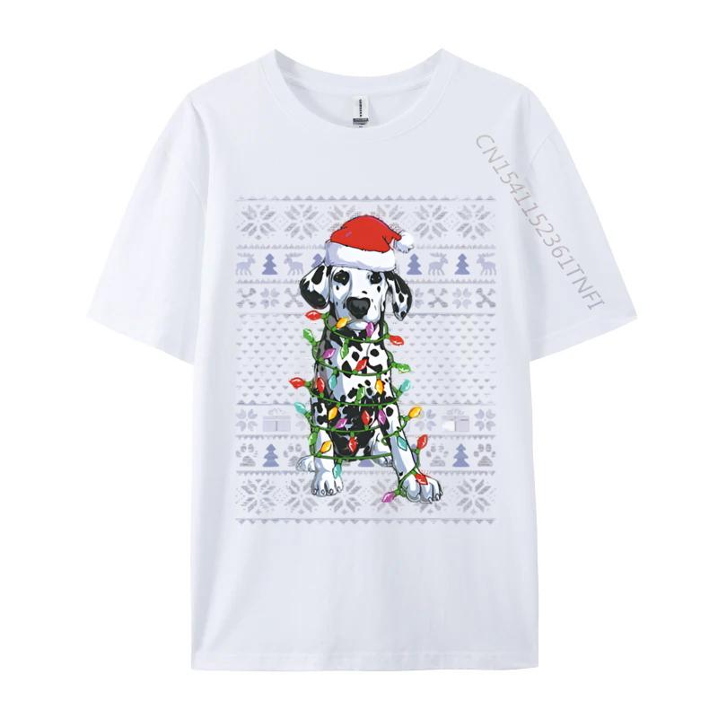 Vintage T Shirts Faddish Funny Dalmatian Dog Lover Santa Hat Ugly Tshirt Cotton Adult Tops  Tees Graphic Tees
