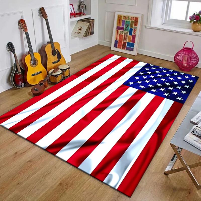 American Flag Polyester Carpet, Soft Indoor Mat for Office Chair, Living Room, Computer Desk - Decorative Home Office Rug Design